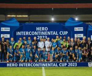 Odisha CM presents trophy to champions India as they clinch the Hero Intercontinental Cup